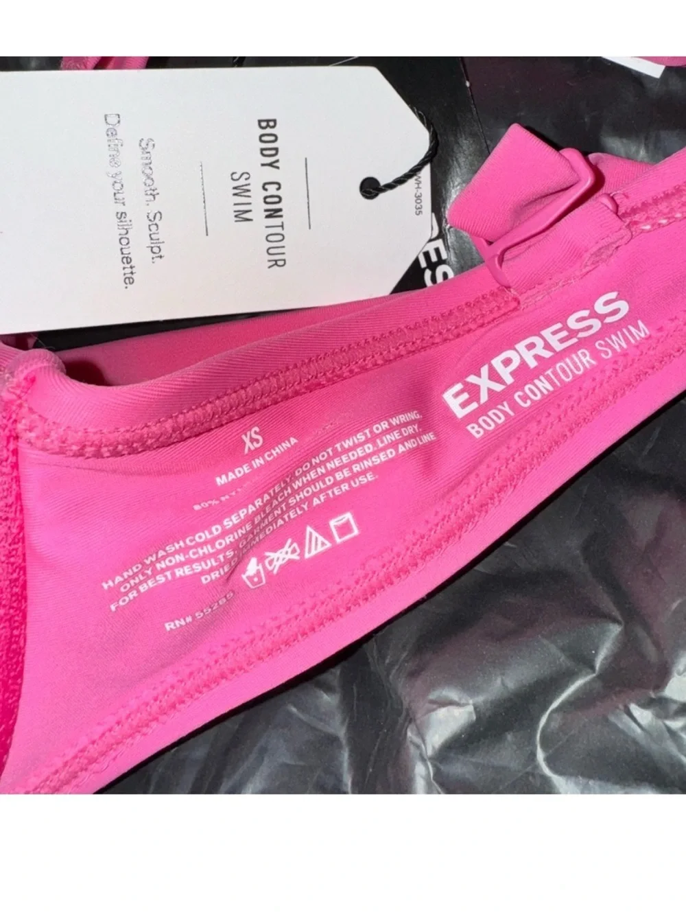 Express Hot Pink Body Contour Swim Bikini Top Size XS NWT!